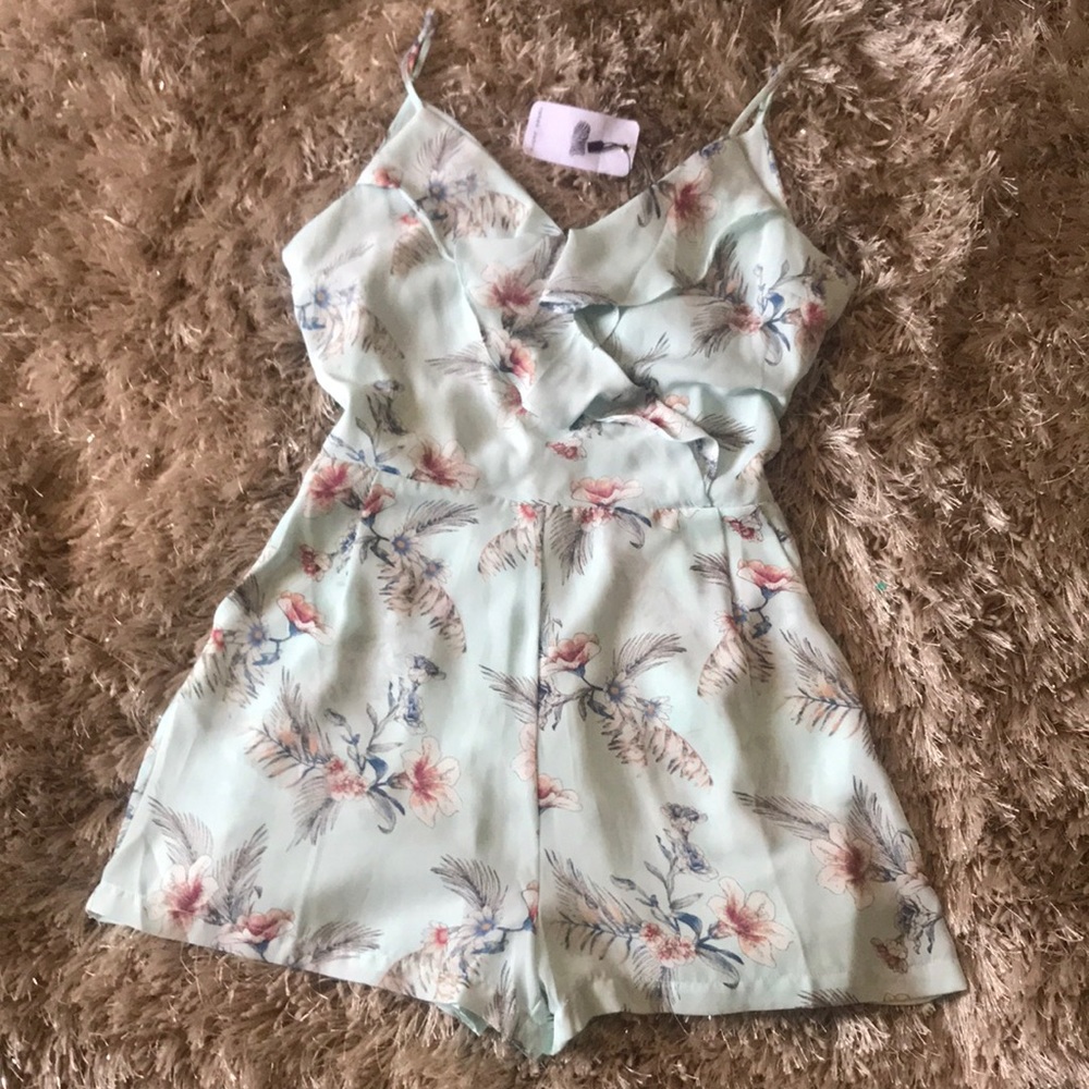 Naked Zebra Blue Floral Romper
